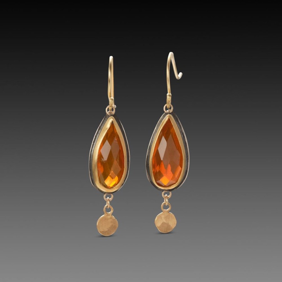 Earrings Ananda Khalsa | Fire Opal Teardrop Earrings