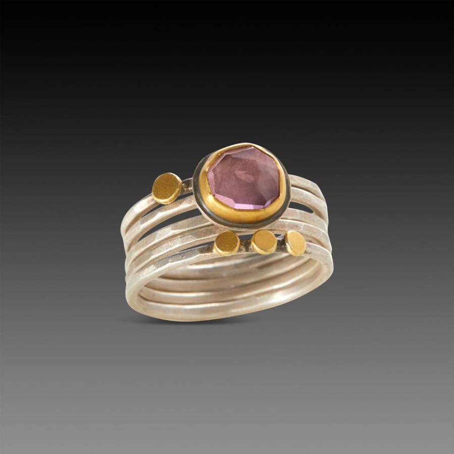 Rings Ananda Khalsa | Pink Tourmaline Stacking Ring Set