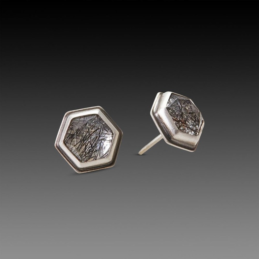 Earrings Ananda Khalsa | Tourmalinated Quartz Stud Earrings