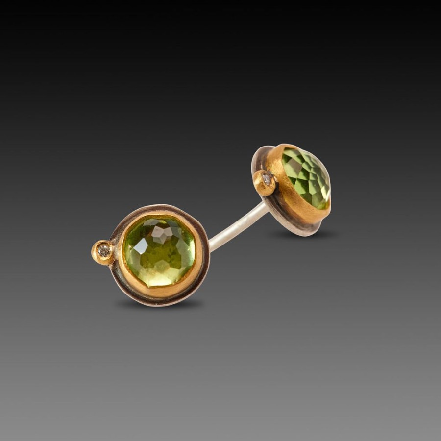 Earrings Ananda Khalsa | Peridot Stud Earrings With Diamonds