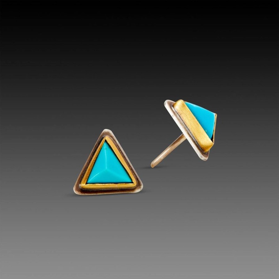 Earrings Ananda Khalsa | Triangle Turquoise Stud Earrings