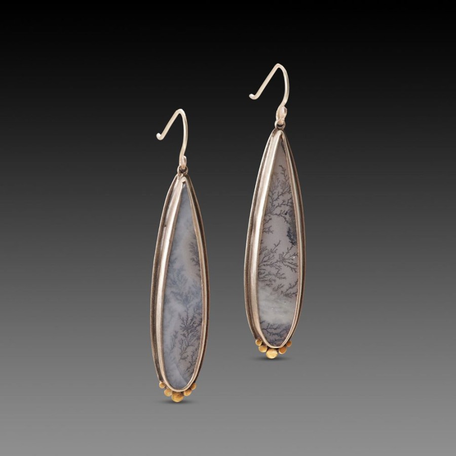 Earrings Ananda Khalsa | Dendritic Agate Teardrop Earrings