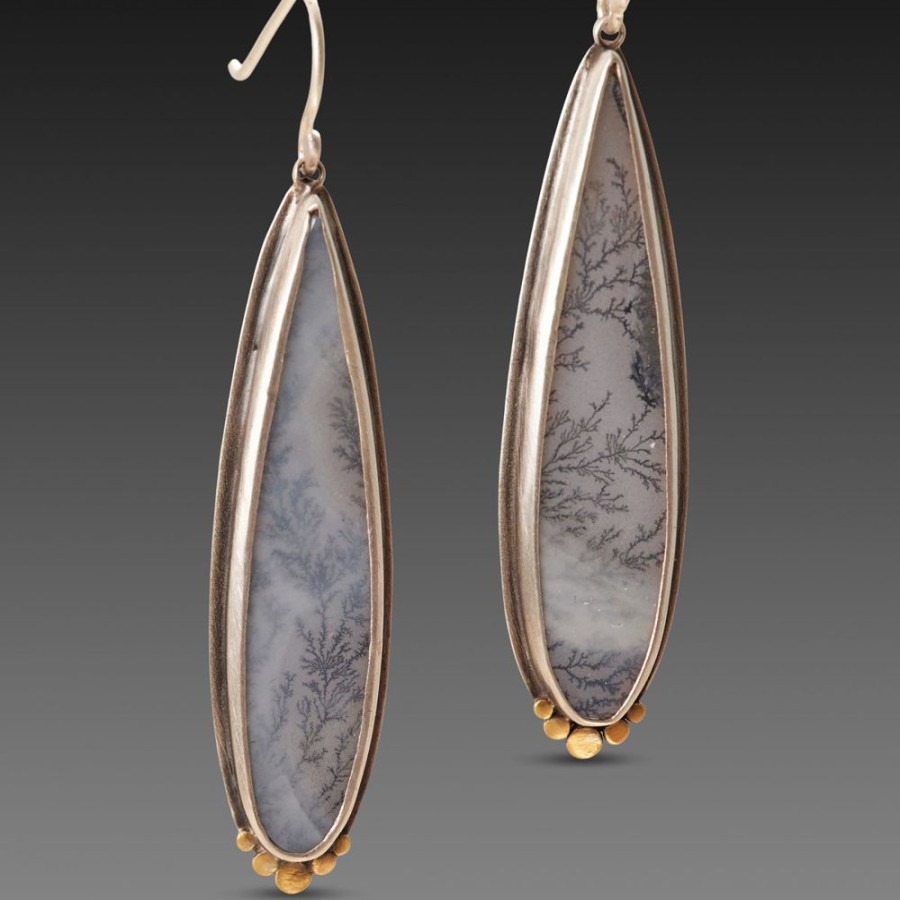 Earrings Ananda Khalsa | Dendritic Agate Teardrop Earrings