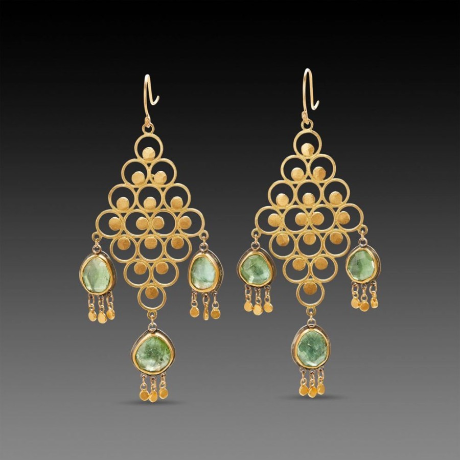 Earrings Ananda Khalsa | Gold Filigree Chandelier Earrings