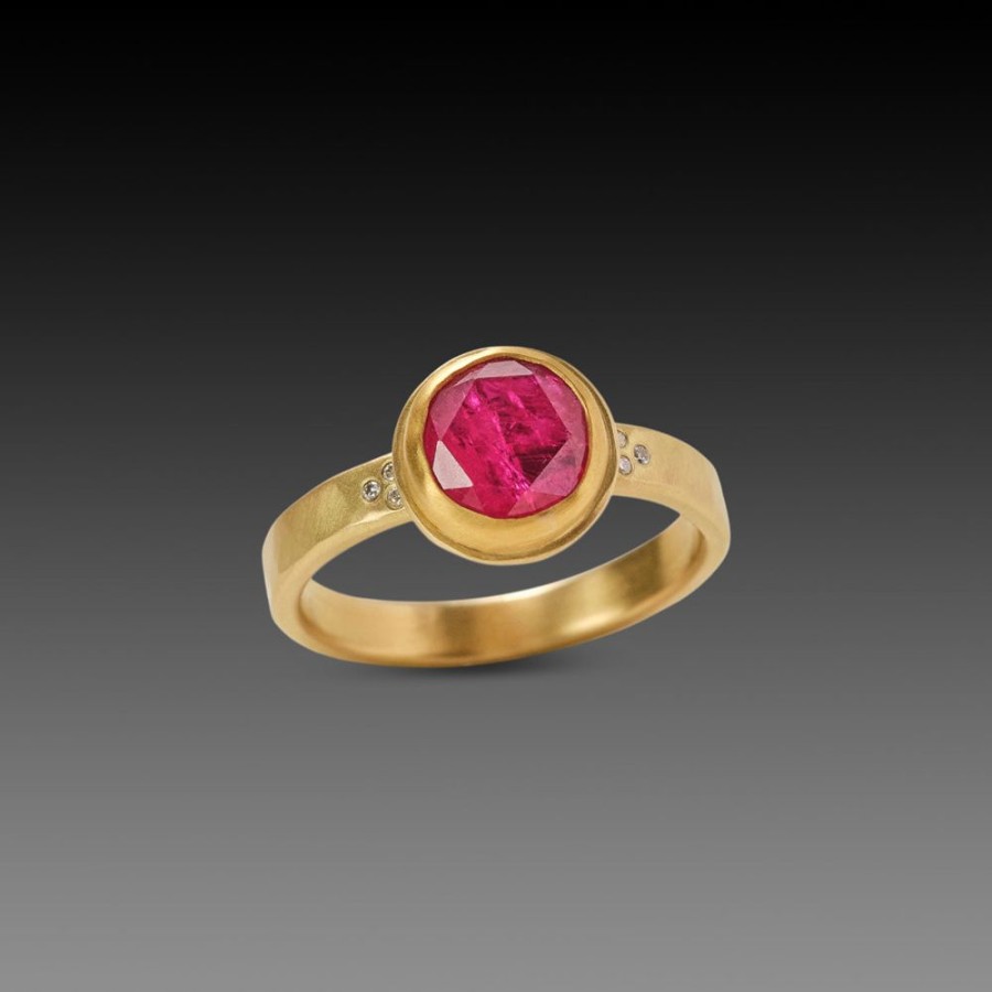 Rings Ananda Khalsa | Vibrant Ruby Ring With Diamonds