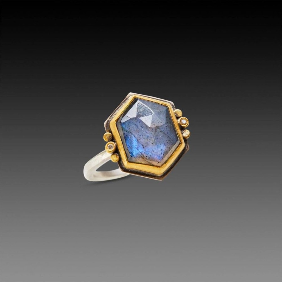 Rings Ananda Khalsa | Geometric Labradorite Ring With Diamonds