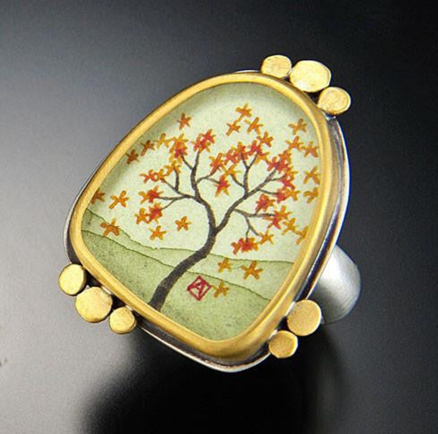 Hand Painted Jewelry Ananda Khalsa | Large Organic Autumn Maple Ring