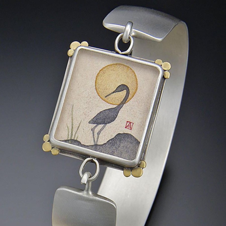 Bracelets Ananda Khalsa | Crane Silhouette Cuff Bracelet