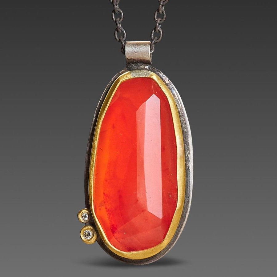 Necklaces Ananda Khalsa | Carnelian Necklace With Diamonds