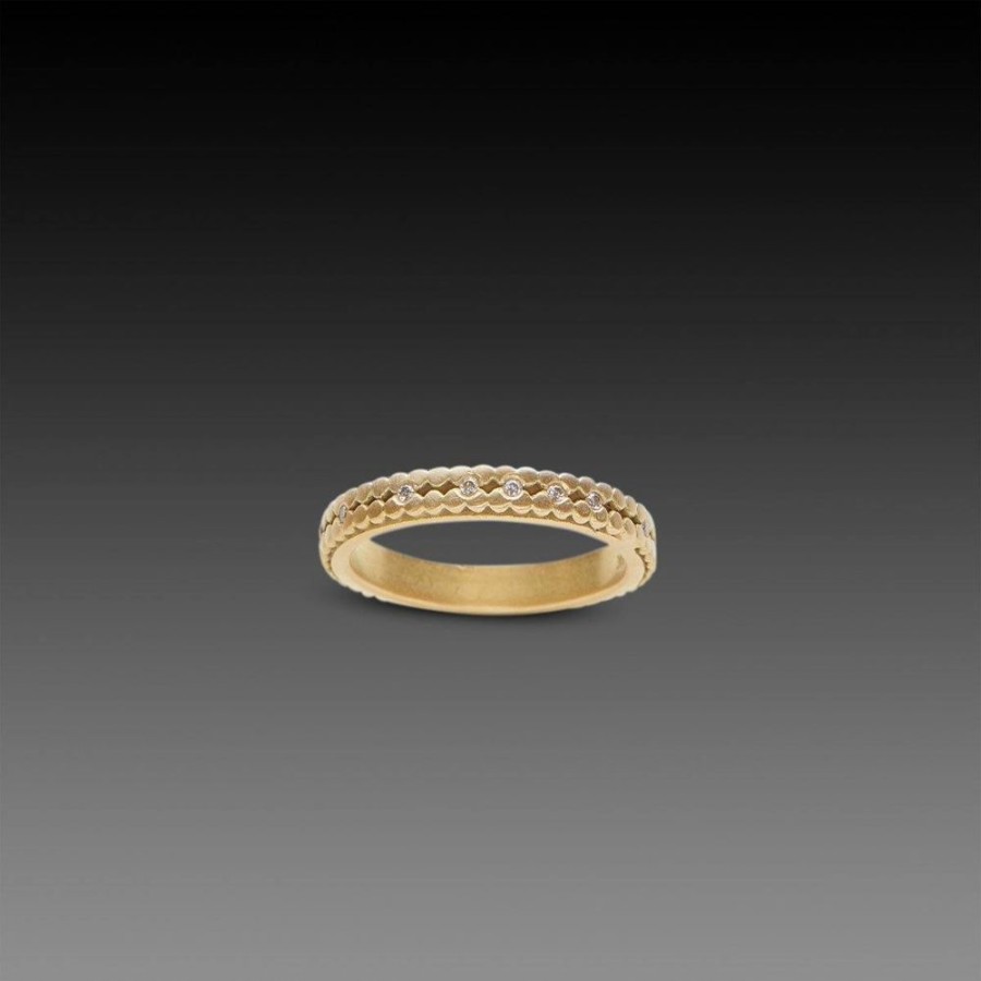 Rings Ananda Khalsa | Double Raised Dot Band With Diamonds