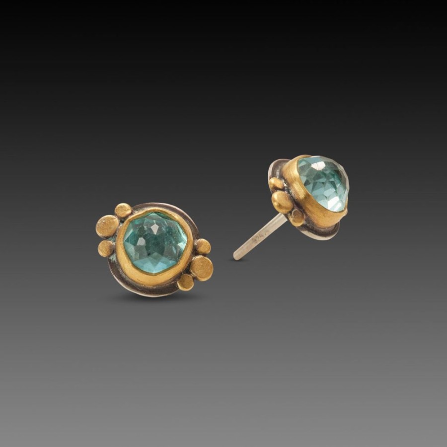 Earrings Ananda Khalsa | Apatite & Gold Stud Earrings