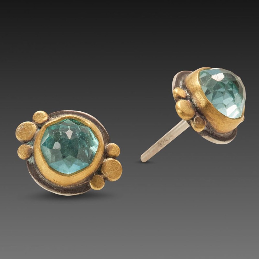 Earrings Ananda Khalsa | Apatite & Gold Stud Earrings